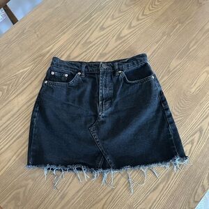 BDG Black Frayed Hem Mini Skirt